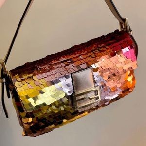 Fendi Sunset Gold Ombre Sequin 1997 Medium Baguette